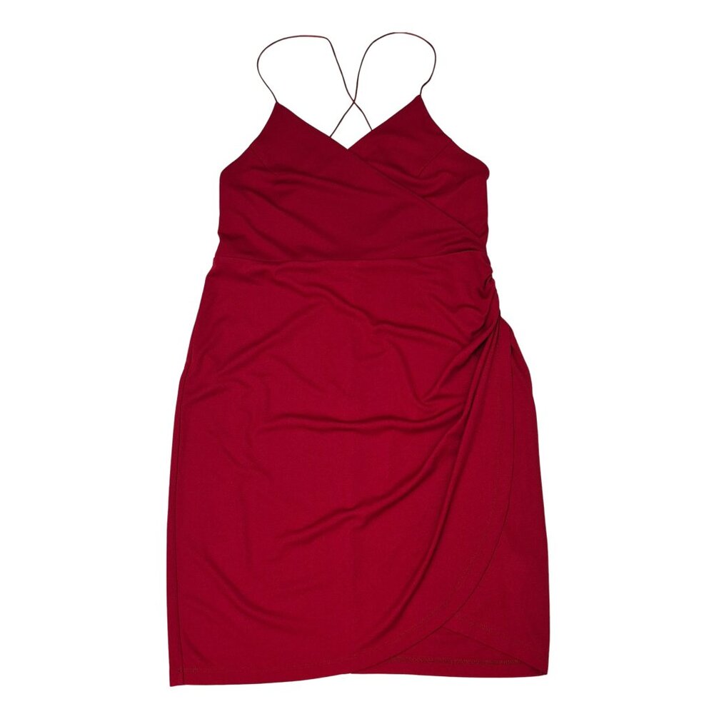 NWT Forever 21 Women's Size L Red Spaghetti Strap Knit Bodycon Mini Dress